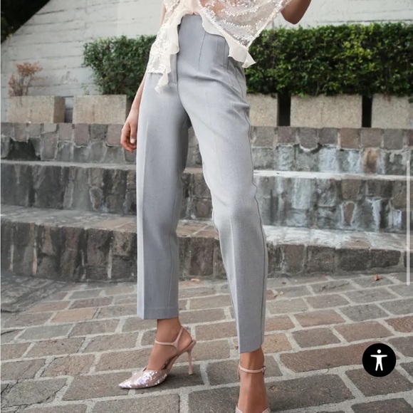 Zara high waisted pants trousers - pearl grey - Picture 2 of 8